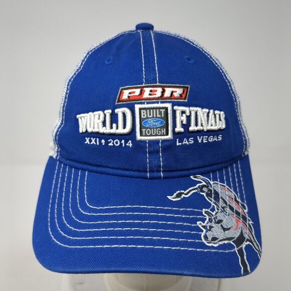PBR World Finals Strapback Trucker Hat Blue One Size Mesh Back Ford - Picture 2 of 8